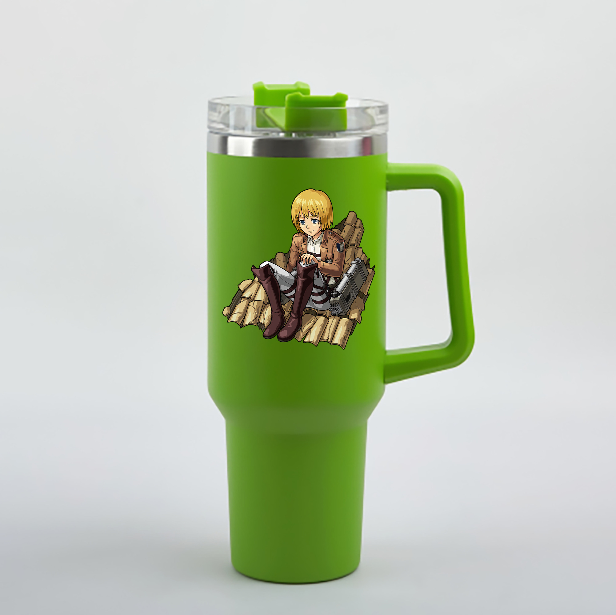 （画像用） 進撃の巨人 アルミン·アルレルト Attack on Titan Armin Arlert 1200mL車用タンブラー - クリスタルステッカー（プラスチックストロー付き）